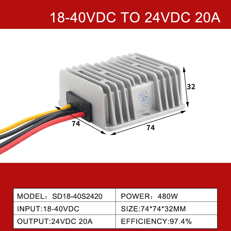 9-40V 至 24V 2-30A 单输出非隔离 DC-DC 升压降压汽车转换器