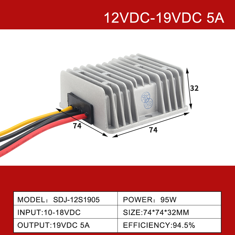 12V 至 19VDC 3A 至 30A 非隔离 IP68 高效防水 DC-DC 转换器 