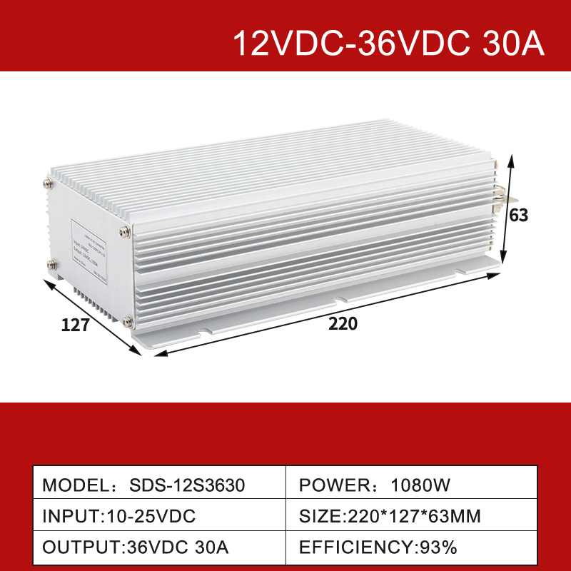 12V 至 36V 1A 至 30A IP68 非隔离 DC-DC 汽车电源升压转换器