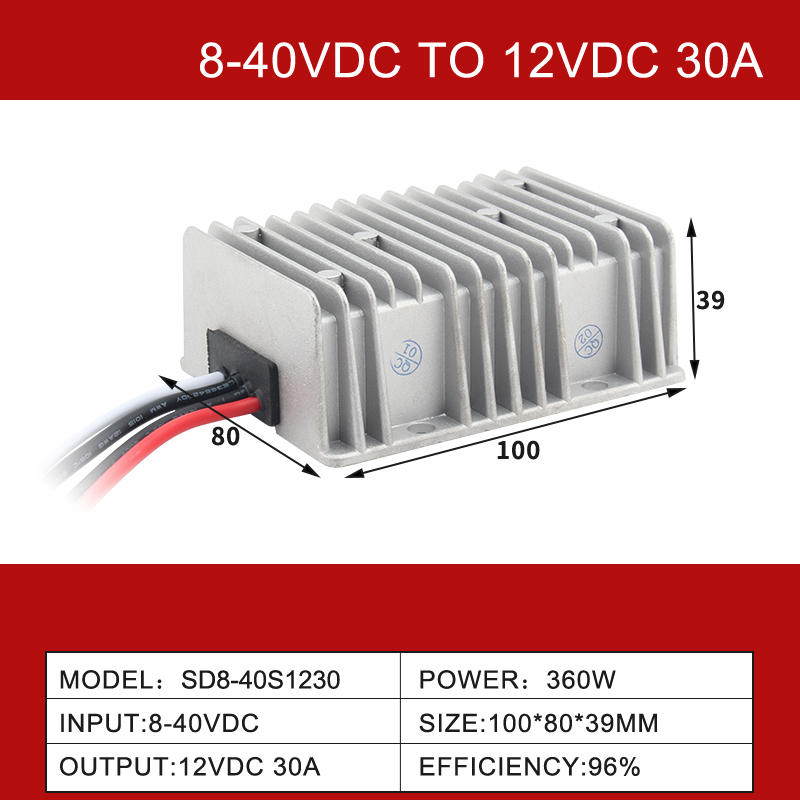 8-40V 至 12V 3A 至 60A 单输出非隔离 DC-DC 升压降压汽车转换器