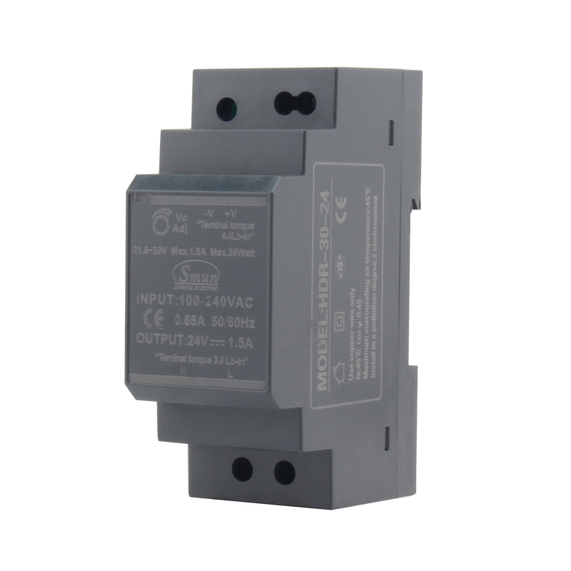 HDR 系列 15W 至 150W 5V/12V/15V/24V/48VDC 输出超薄导轨式开关电源 SMPS